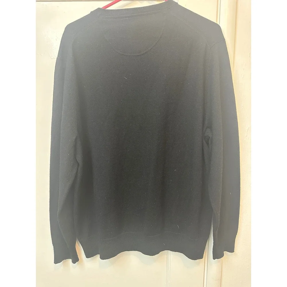 Club Room Mens XL black Merino Wool Blend Crewneck Sweater Knit Pullover